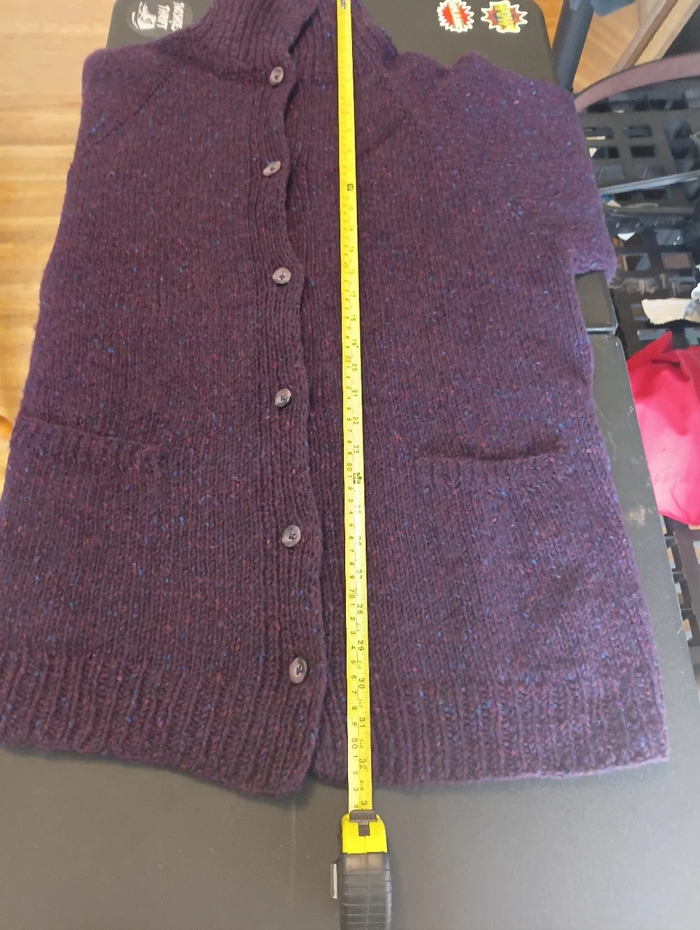 Vintage Handmade Cozy Purple Button-Front Women’s Sweater Cardigan Grandmacore - Picture 4 of 12